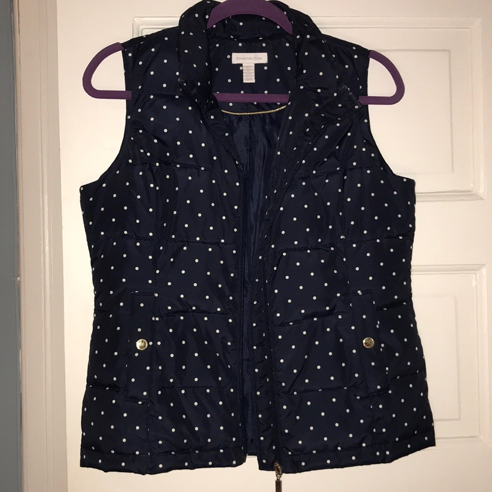 Navy blue w/polka dots, xs by charter club vest